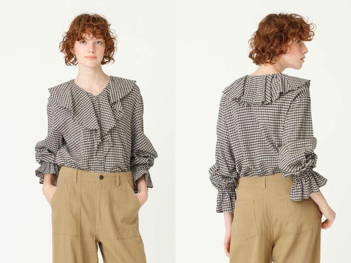 画像: 「フリルカラー チェック ブラウス」￥31,900 出典：RHC ロンハーマン