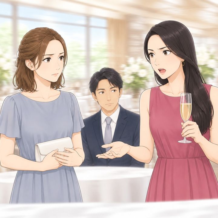 【漫画】「新婦が決めた席よ。邪魔しないで」友人の結婚式で私の席に彼氏を座らせた部活仲間。彼氏に席を立たれ、立ち尽くした