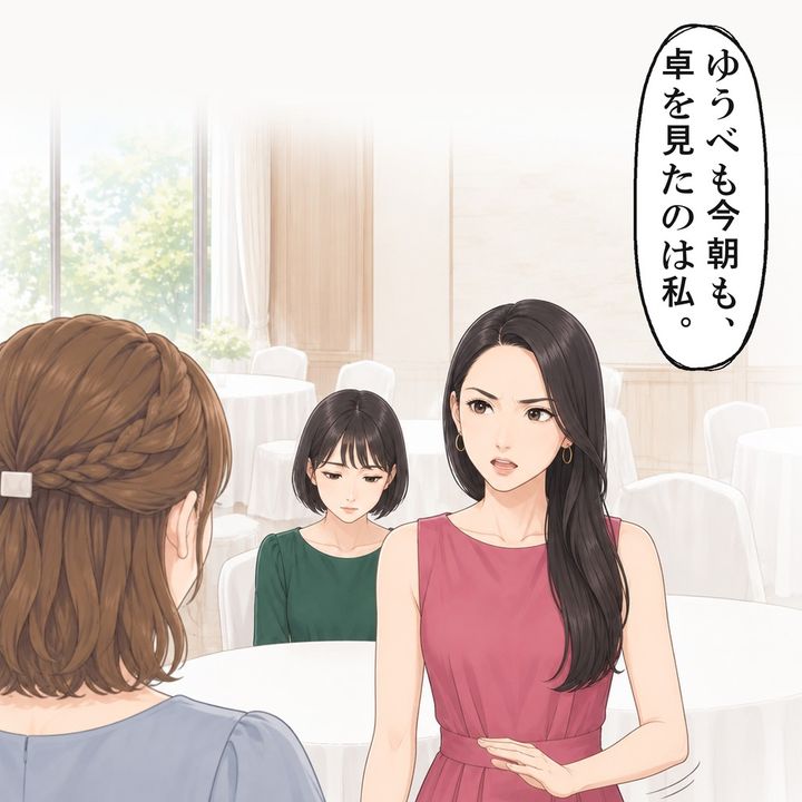 前夜も当日の朝も卓を確認したのは自分だと、まとめ役の友人は言いました