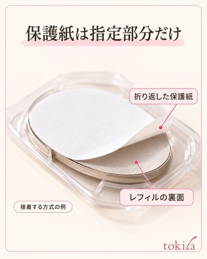 レフィル裏面の保護紙とその折り返しを見ます。
