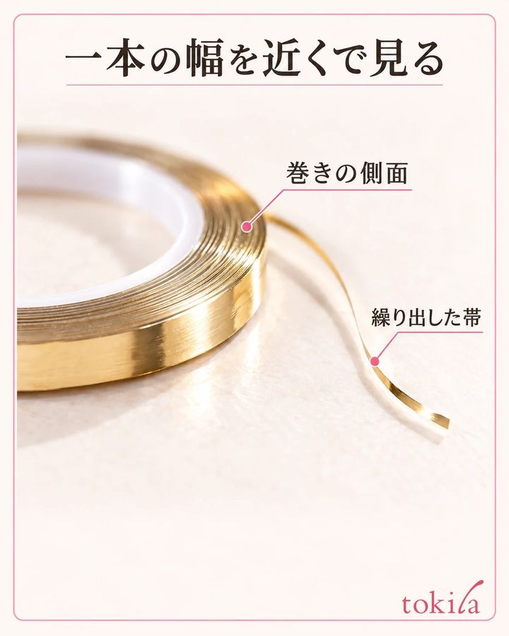 ロールの側面と、繰り出した一本の帯の幅を見分けます。