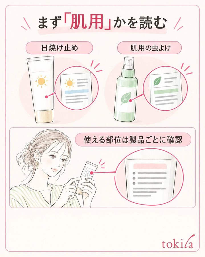 肌用かと使える部位を二つの表示で確認します。