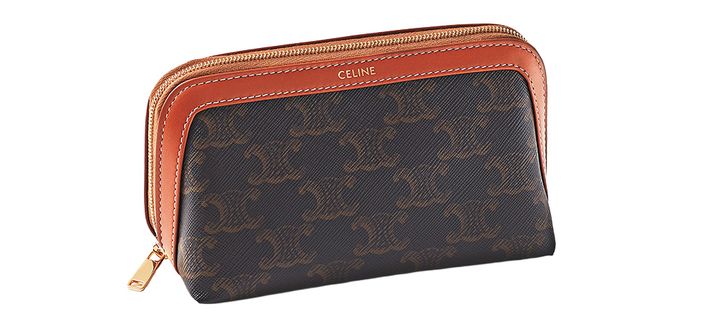 CELINE（セリーヌ）の、トリオンフキャンバスをブラウンレザーでライニングした気品溢れるポーチ