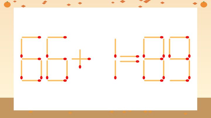 【マッチ棒クイズ】1本だけ動かして正しい式に：66+1=89？の問題画像