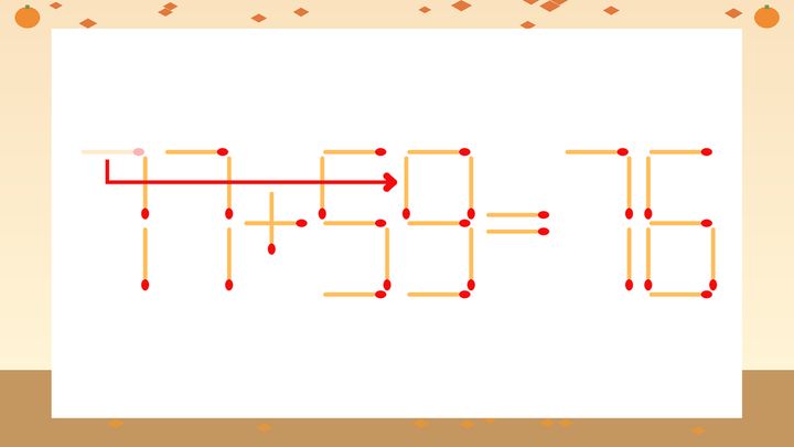 【マッチ棒クイズ】1本だけ動かして正しい式に：77+53=76？の解答画像