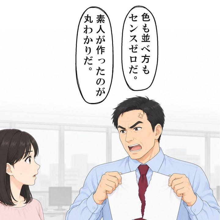 課長は2秒ほど見ただけで、私の資料を目の前で破りました