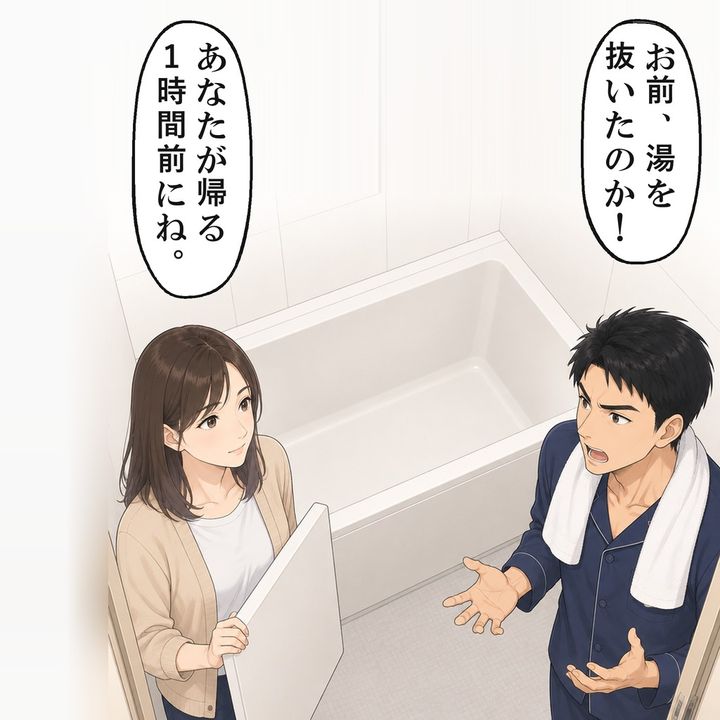 ふたを開けた湯船は空っぽで、底まで乾いていました