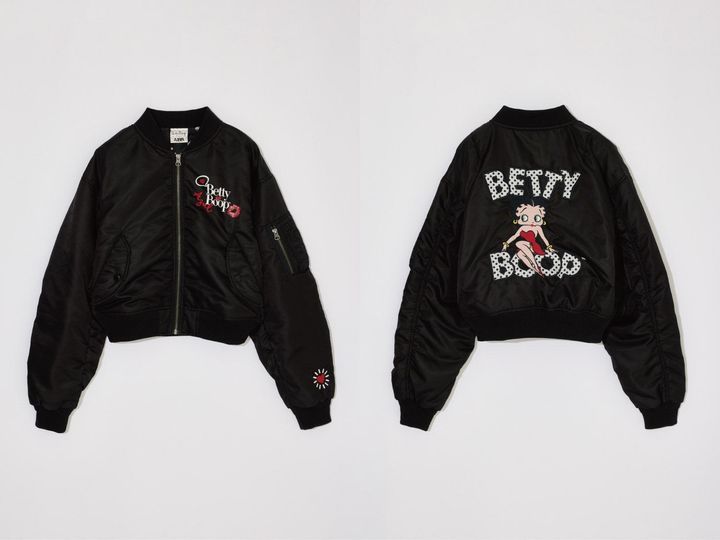 Betty Boop™×AZUL MA-1のBLK、前面と背面