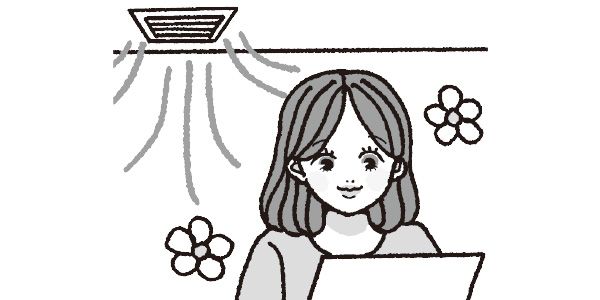 ファンの風が直接目にあたらないようにする