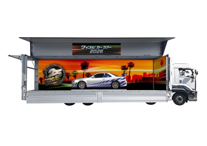 NISSAN SKYLINE GT-R (R34)を載せて走るワイスピ25周年記念仕様トラック