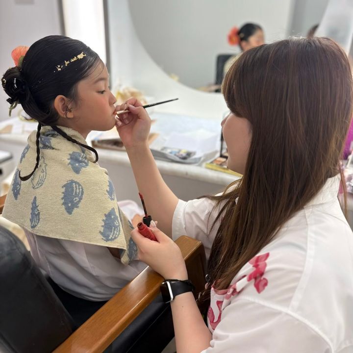 七五三ヘアメイクヘアアレンジ着物着付けレンタル着物金箔