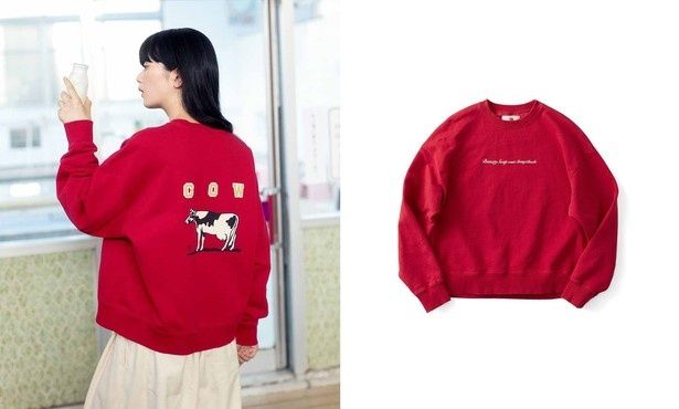 背中に「赤箱」のデザインを大胆に配した「赤箱色のトレーナー〈レディース〉」(1枚6490円)