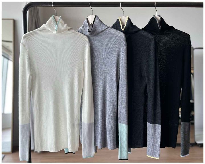 画像1: 【plst】カラーブロックシアーリブタートルネックセーター各¥8,990 www.plst.com