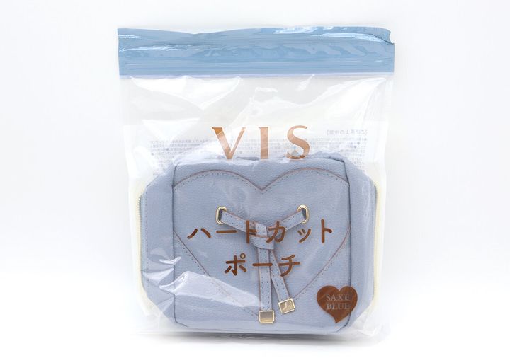 VISのロゴと「ハートカットポーチ」と書かれた透明な袋に入ったポーチ