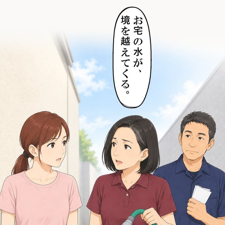 隣の奥さんが、工務店の人と通路に来ていました