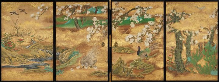 狩野宗眼重信《春景花鳥図襖》 17世紀初 個人蔵