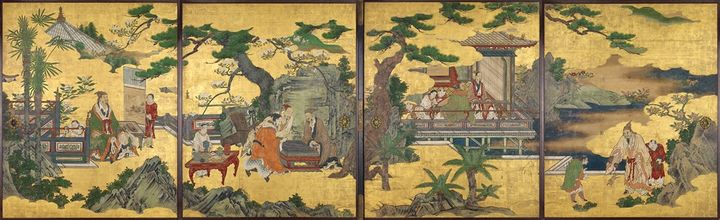 狩野宗眼重信《琴棋書画仙人図襖》 17世紀初 シアトル美術館蔵（Eugene Fuller Memorial Collection, 51.37.1-4 ） Photo:Susan A.Cole