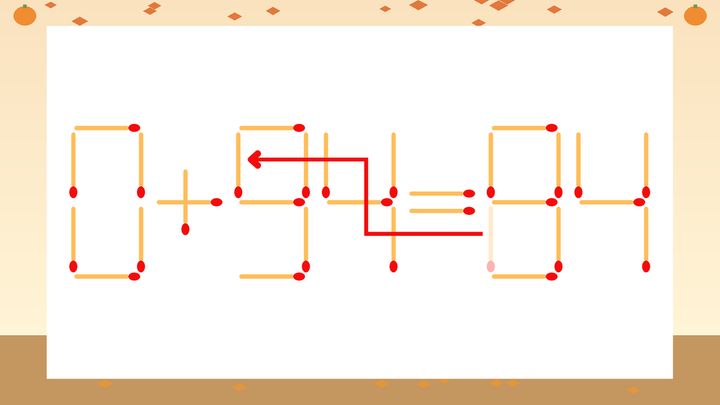 【マッチ棒クイズ】1本だけ動かして正しい式に：0+34=84？の解答画像