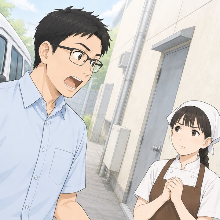 【漫画】「修理代2万6千円、今すぐ払え」パン屋の裏をふさぎ、ドアの傷で配達の私にすごむ客。助手席から乗り込んだ理由