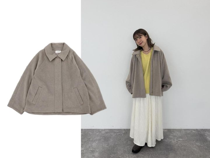 画像: 軽やかストレッチ2WAYカラーショート（モカベージュ）¥11,990 ◾️軽量 ◾️ストレッチ ◾️2WAY ◾️保温 出典：グローバルワーク