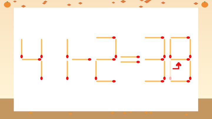 【マッチ棒クイズ】1本だけ動かして正しい式に：41-2=30？の解答画像