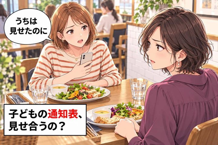 「うちは見せたのに」ランチで子どもの通知表を見せてきたママ友。断ったら、娘の成績を勝手に勘ぐられて…