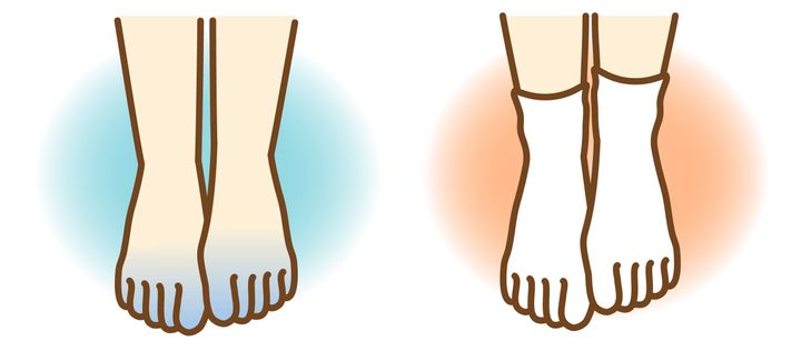 足が冷えるイメージと足が温まるイメージ