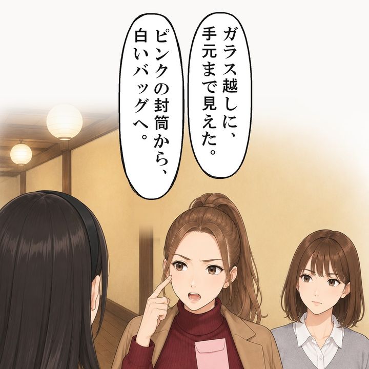 幹事の友人は、ガラス越しに私の手元まで見えたと言いました