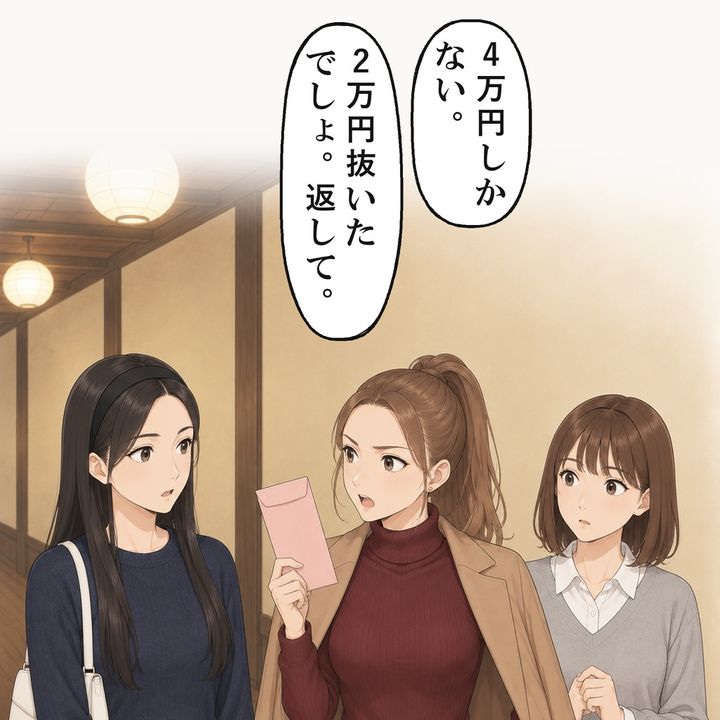 宿代を払う前に、幹事の友人は2万円を抜いたでしょと言いました