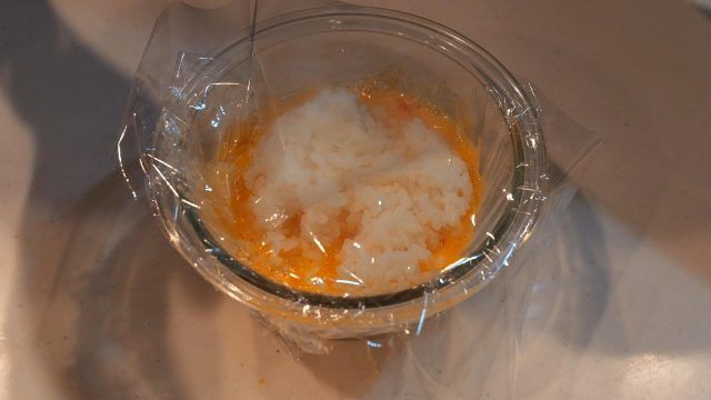 ご飯を加えた卵