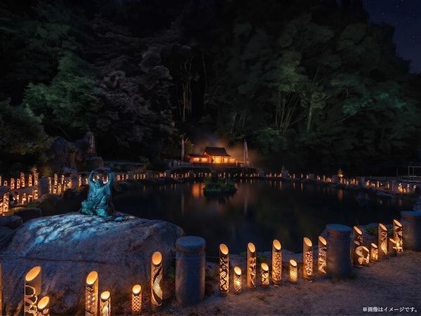 京都・綾部の「法隆寺東光院」で竹あかりとプロジェクションマッピングの融合「光幻の世界」を開催