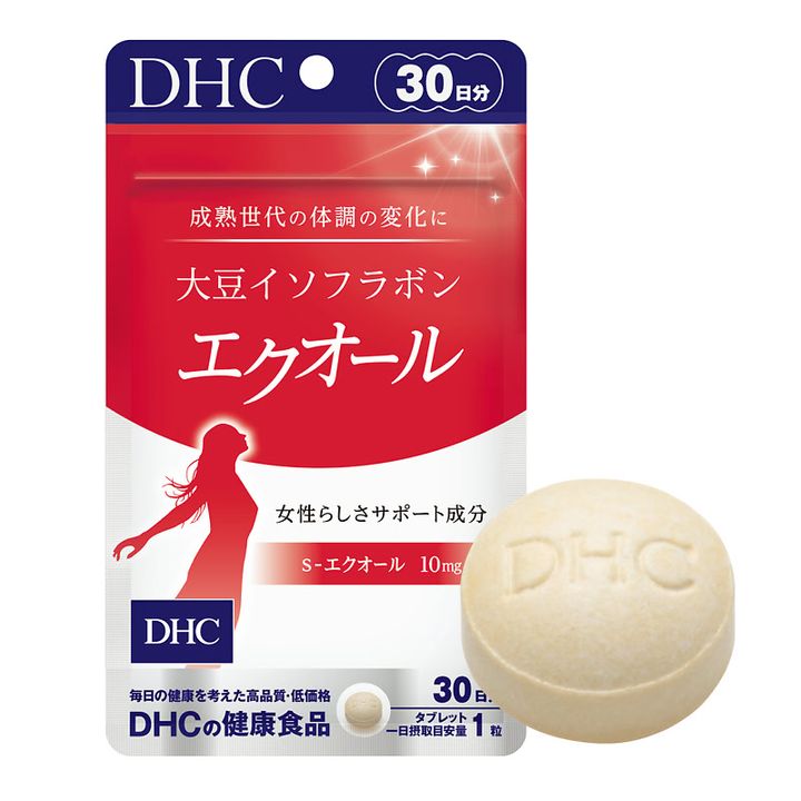女性らしさをサポートする成分、S-エクオールを1粒に10mg配合。大豆イソフラボン エクオール 30日分 4293円（DHC）