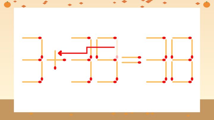 【マッチ棒クイズ】1本だけ動かして正しい式に：3-39=38？の解答画像