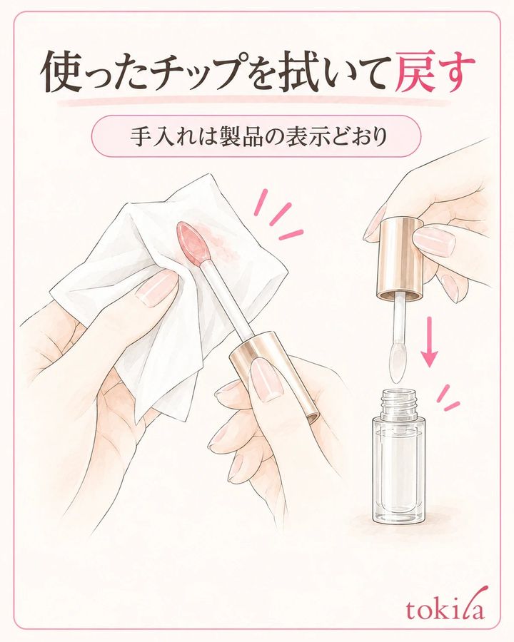 使用後のチップを表示どおりに拭き、元の容器へ戻します。