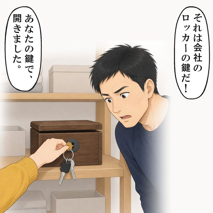 夫のキーホルダーの金色の鍵で、小箱のふたが開きました