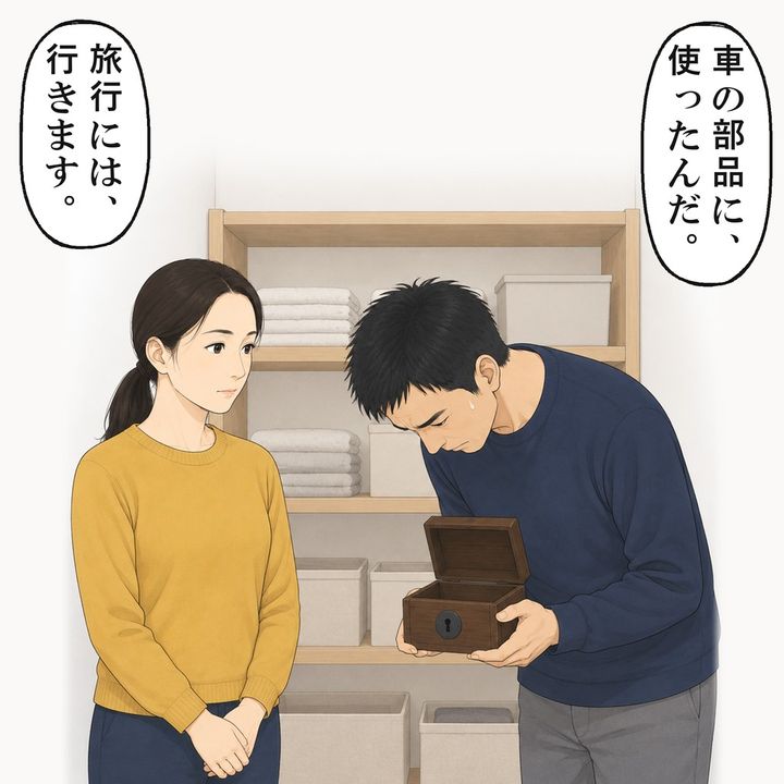 夫は空の小箱を両手で抱え、頭を下げました