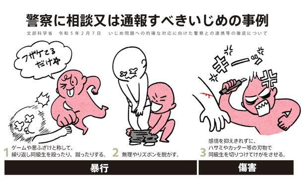 いじめの具体例をイラストにしたらめちゃくちゃわかりやすかった！ 画像提供：志水恵美(@shimizoon)