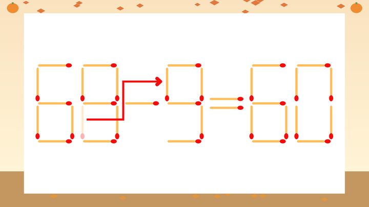 【マッチ棒クイズ】1本だけ動かして正しい式に：68-3=60？の解答画像