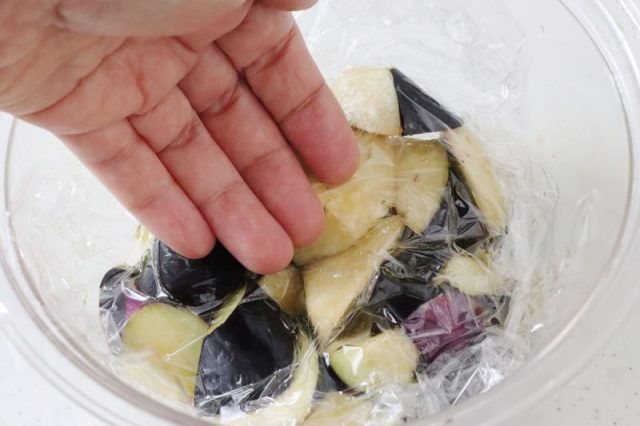 落としラップをしたなす