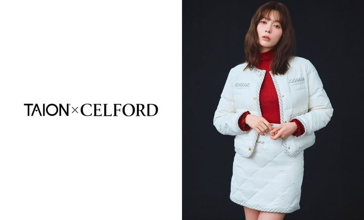 TAION×CELFORD初コラボの短丈コート着用イメージ