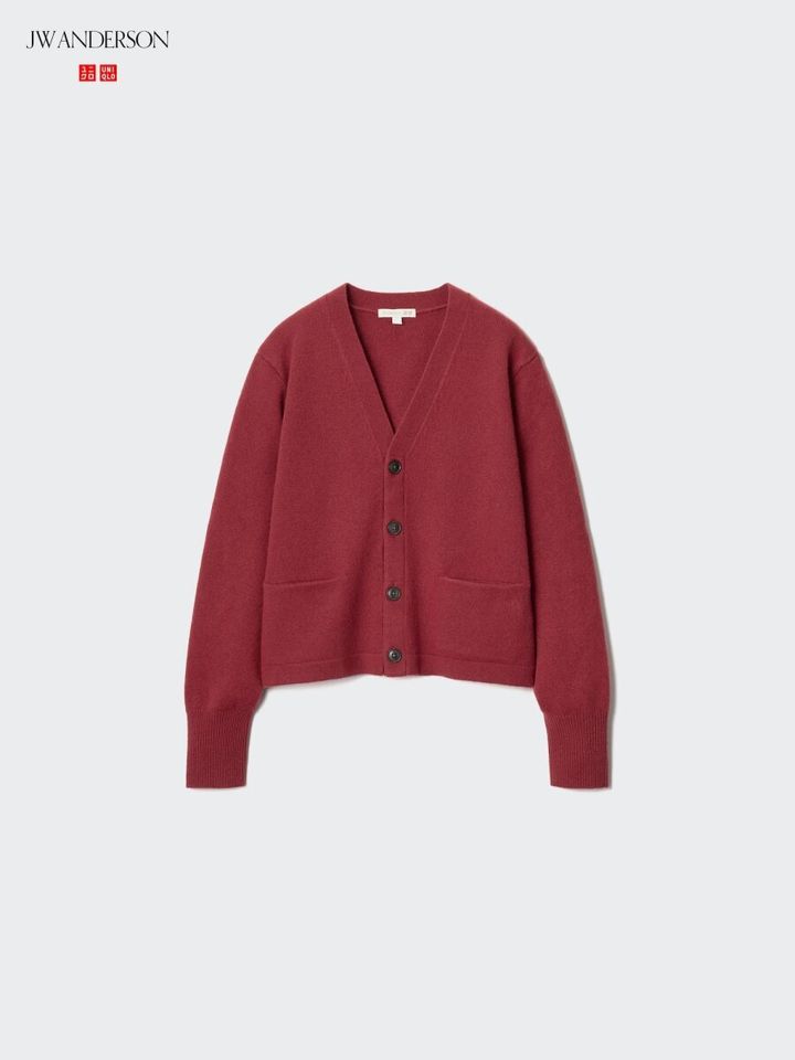 JW ANDERSONの赤みのあるブラウンのVネックカーディガン