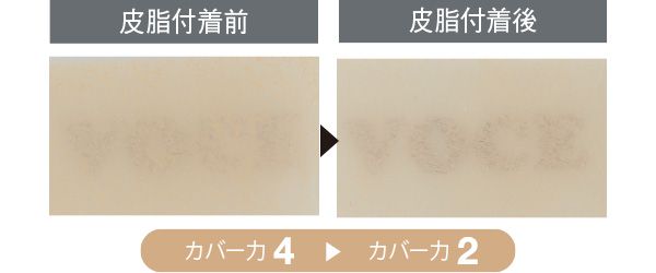 07：ボビイ ブラウン 皮脂付着前 カバー力4 皮脂付着後 カバー力2