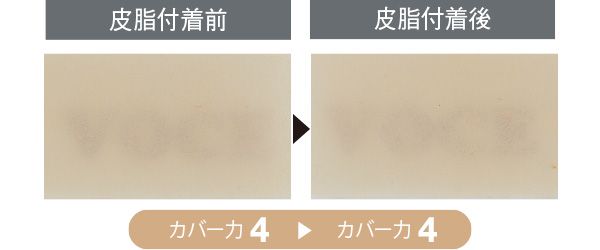02：ゲラン 皮脂付着前 カバー力4 皮脂付着後 カバー力4