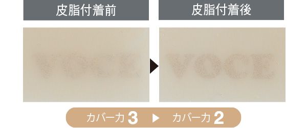 05：B.A 皮脂付着前 カバー力3 皮脂付着後 カバー力2