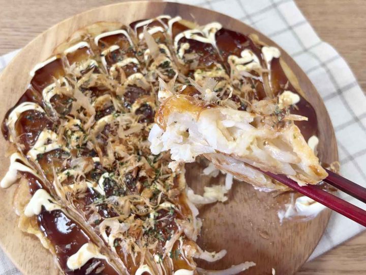 画像: もやしのお好み焼き完成！