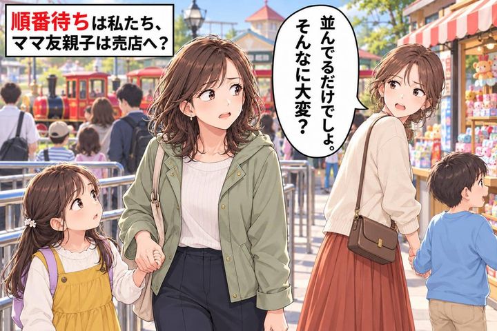 「並んでるだけでしょ？」遊園地で売店に行きたいママ友から順番待ちを頼まれた私。断ると不満を言われ…