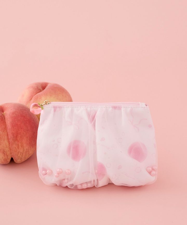 桃柄とパールを重ねたピーチスパークリング柄ティッシュケース