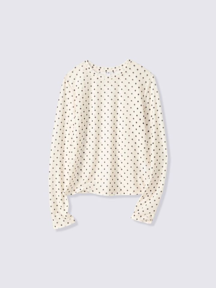 細かいドット柄がデザインされたシアー素材の長袖Tシャツ