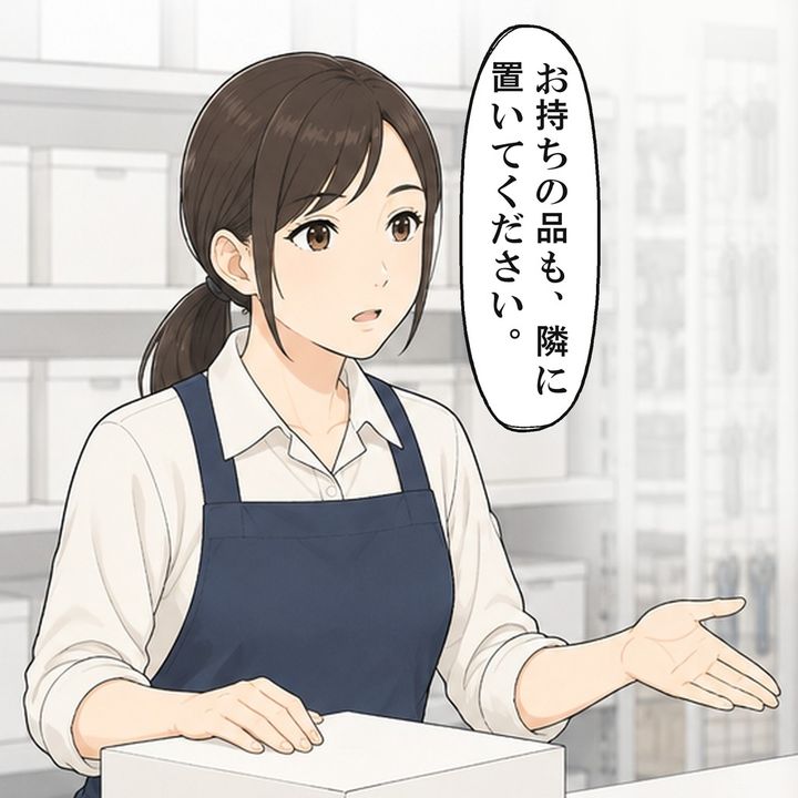 並べて確かめるため、お持ちの品も隣に置いてもらいます