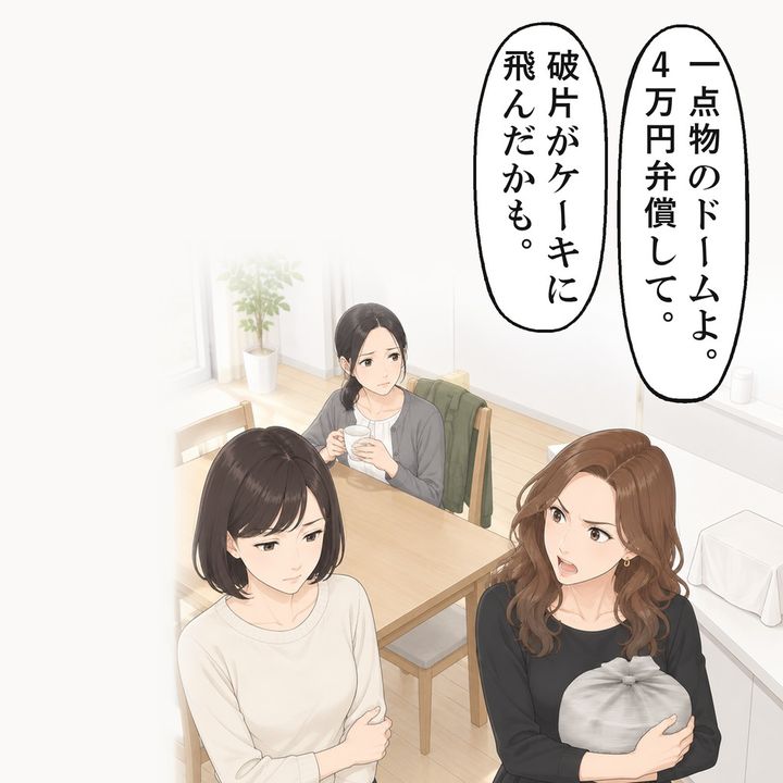 割れた物を見たのはお茶会を開いたママ友だけで、私は言い返せません